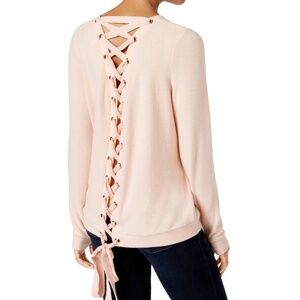 Peace Love World Lace Up Back Sweater M/L